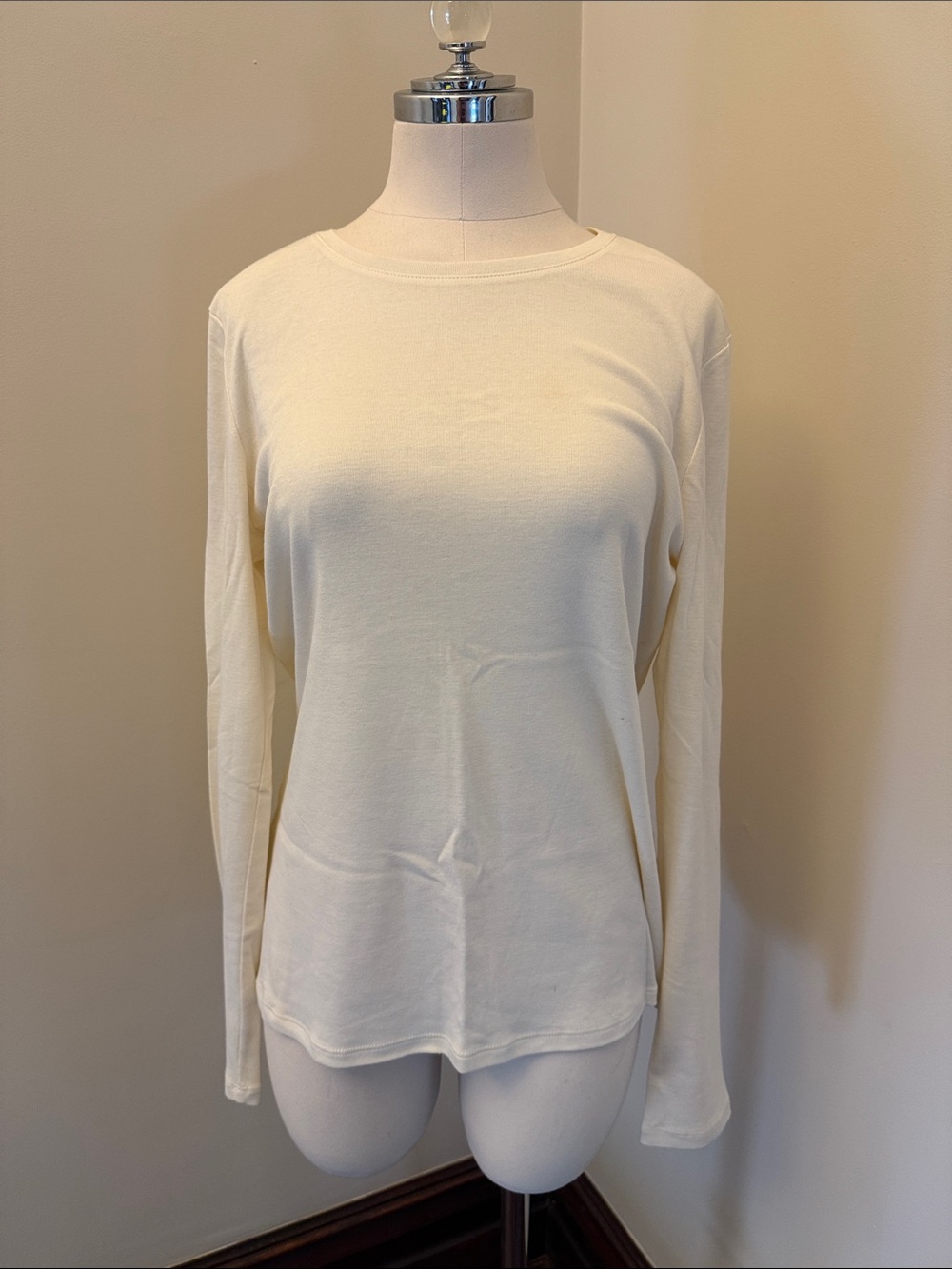 Talbots Cream Long-Sleeve Crewneck Tee